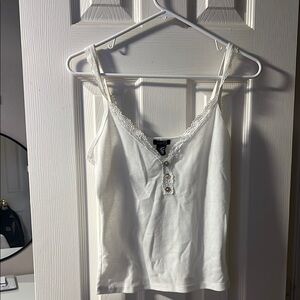 White Lace Trim Camisole Top